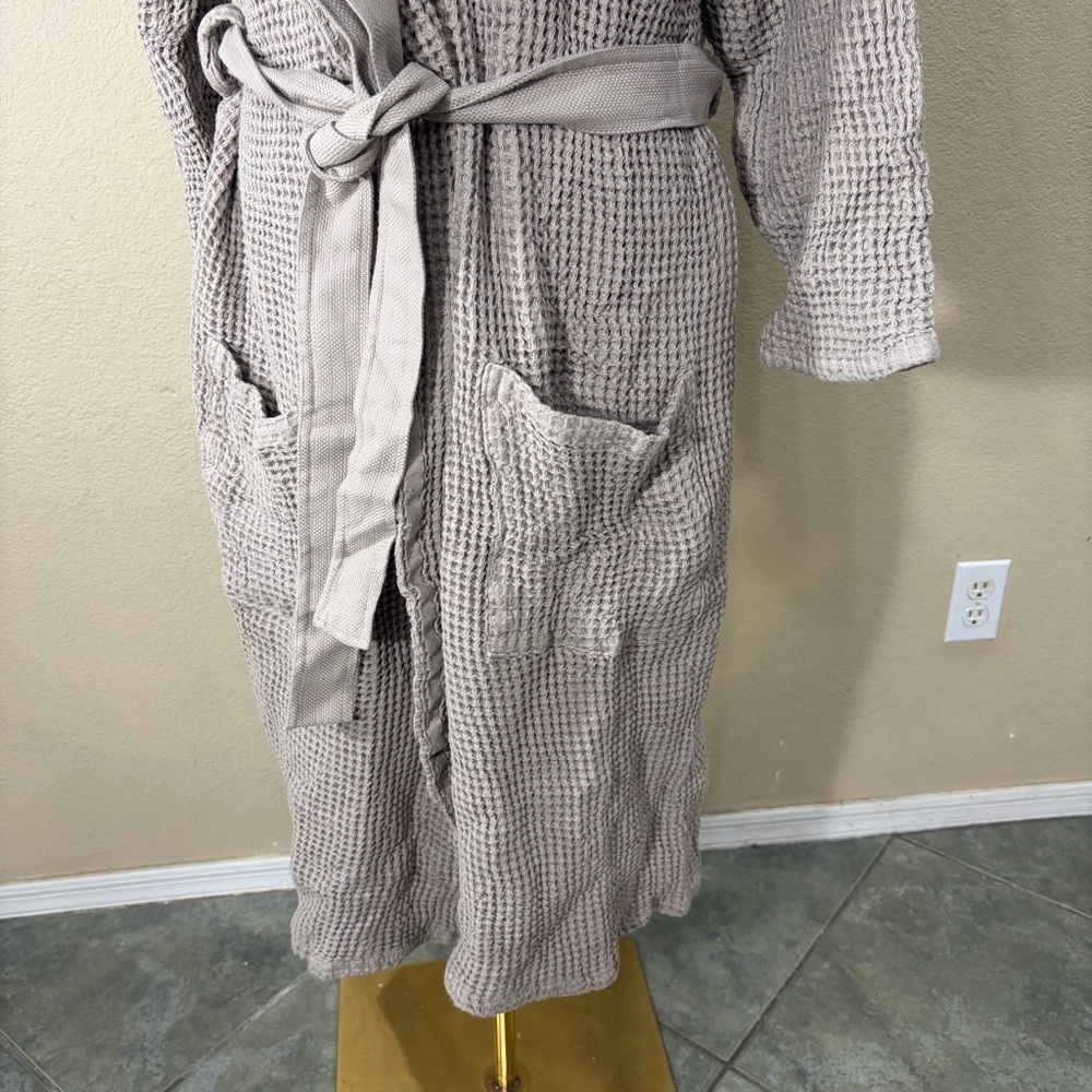 Casamera Women’s Robe 100% Egyptian Cotton Sz L Beige Comfy Lounging Minimalist - Picture 6 of 13